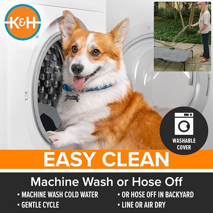 K&H Pet Products Outdoor Elevated Dog Cot, Cooling Raised Bed with Waterproof Breathable Mesh for Large Dogs, Portable Pet Bed with Heavy-Duty Metal Frame, Oversized Hammock Style - Extra-Large Green