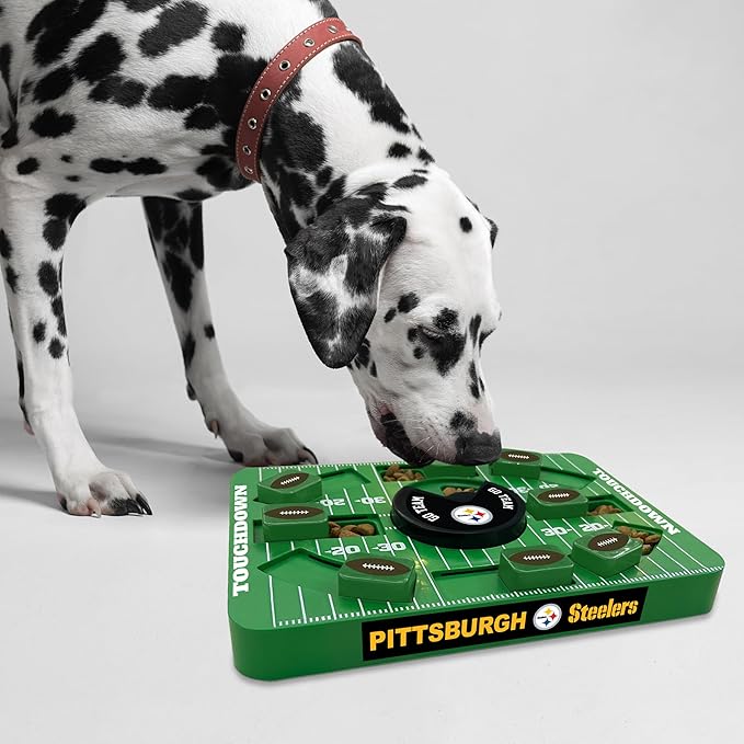 Pets First NFL Pittsburgh Steelers Large Puzzle Toy, New Size, Interactive Dog Treat & Slow Feeding Toy