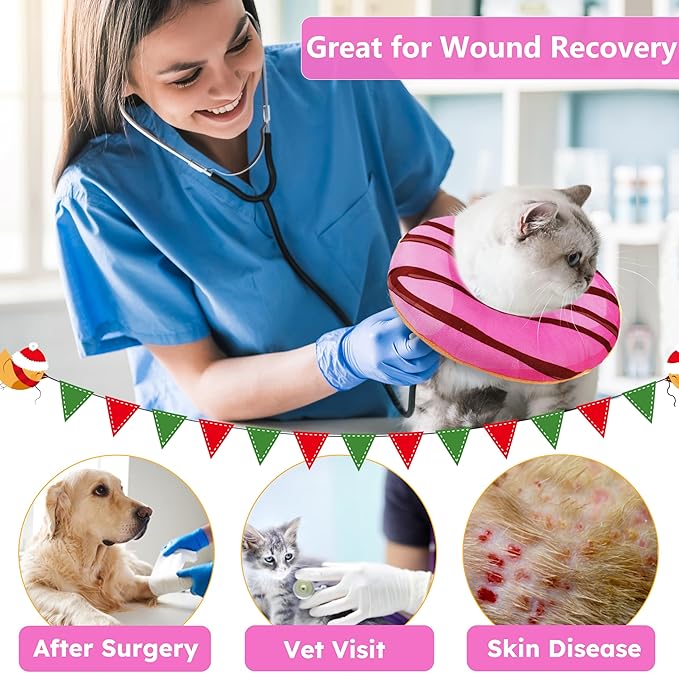 Cat Cone Collar Soft, Cat Recovery Collar for Wound Healing Cute Cat Adjustable Cat Cones to Stop Licking Comfortable Lightweight Neck Elizabethan Collars for Cats Purple