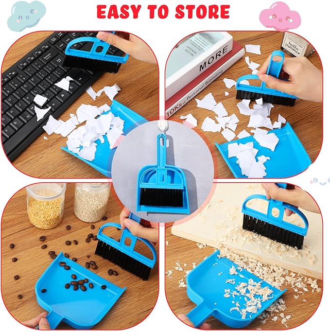 Yulejo 6 Pieces Guinea Pig Bed Mats with Cleaning Dustpan Brush Washable Plush Cage Lines Soft Fleece Sleeping Bedding Pads for Hamster Bunny Chinchilla Squirrel Small Animals (Cool Color, Star)