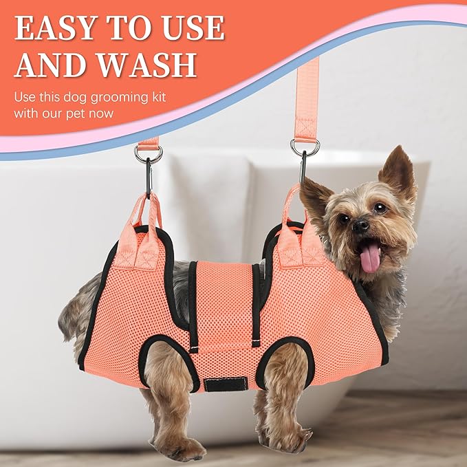 PatiencET Dog Grooming Hammock, Pet Grooming Hammock for Cats & Dogs with Security Strap, Dog Sling for Nail Trimming with Nail Clippers/Trimmer, Nail File, Pet Comb(S)