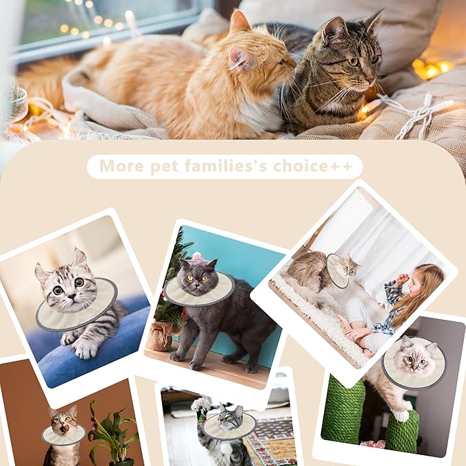 Lightweight Cat Cone Collar Soft, Soft Comfortable Cat Recovery Collar After Surgery, Elizabethan E Collar for Cats, Cone for Cats to Stop Licking (Khaki, Medium)