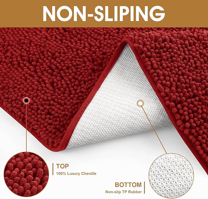 IM HOME 36" x 24" Red Dog Door Mats for Muddy Paws, Chenille Absorbent Dog Mat, Non Slip Heavy Mud Mat for Dogs, Soft Pet Bed Mat for Entryway, Mud Paws, Inside Floor