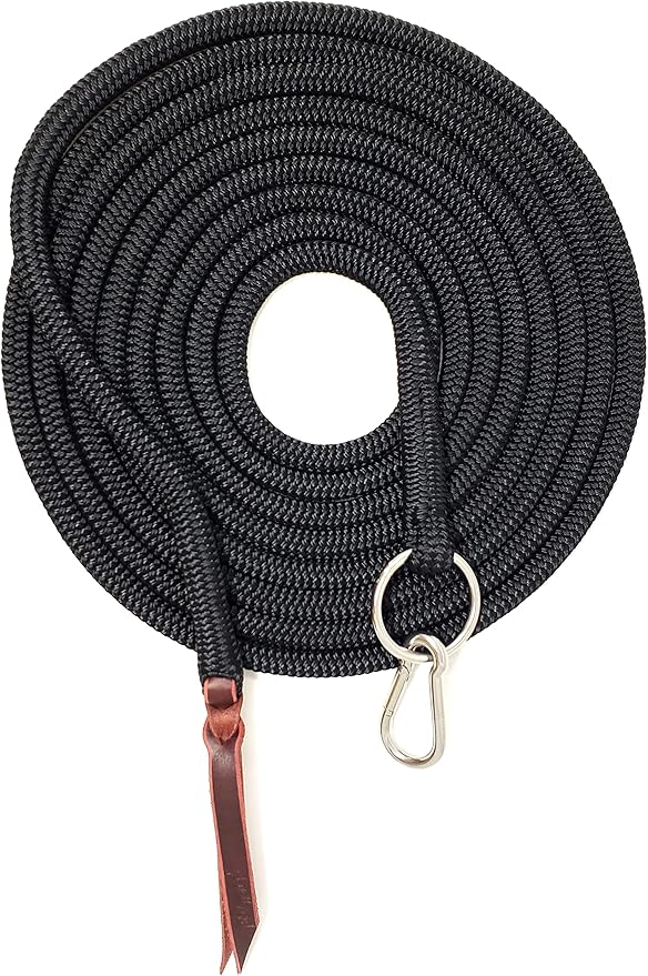 22' Long Line with SS O Ring and Carabiner (Black)