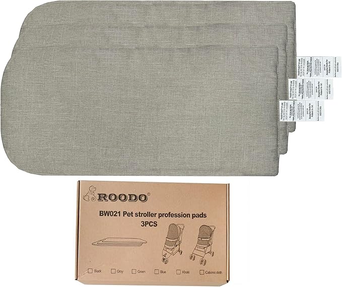 ROODO Pet Stroller Inner Pad for Exclusive Use,Original,Replaceable,Easy to Clean,Set of 3 pc(Khaki)