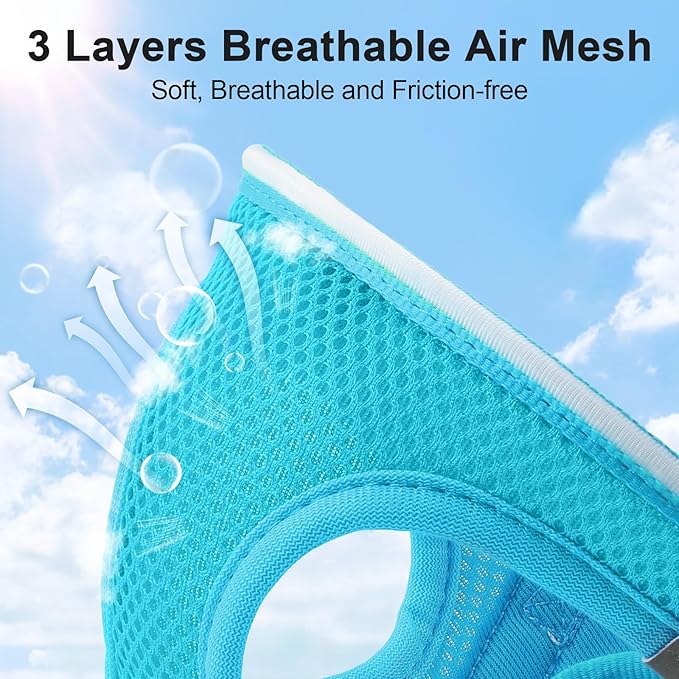 Light Up Dog Harness,Rechargeable LED Dog Harness for Small Medium Large Dogs,Reflective Lighted Safety Vest for Night Walking & Camping,Lightweight & Adjustable,Blue,L