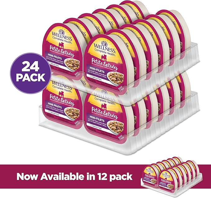 Wellness Petite Entrees Mini Fillets Natural Wet Small Breed Dog Food, Tender Turkey, Green Beans & White Sweet Potato, 3-Ounce Cup (Pack of 24)