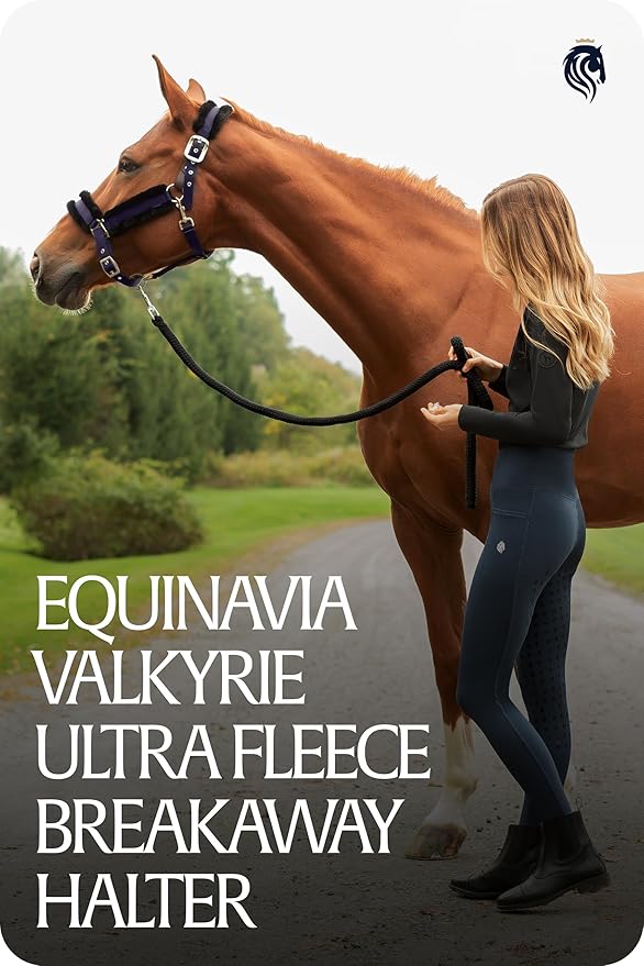 Equinavia Valkyrie Soft Ultra Fleece Padded Adjustable Breakaway Horse Halter - Navy/Navy - Horse