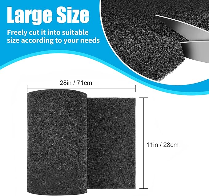 AQUANEAT Aquarium Bio Sponge Filter Media Pad Cut-to-Size Open Cell Foam Sheet for Fish Tank Sump (28" x 11" x 0.5")