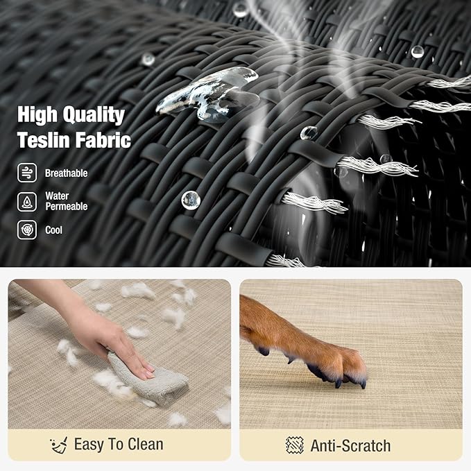 Veehoo Cooling Elevated Dog Bed, XL Raised Pet Cot with Guardrail & Slope Headrest, Durable Breathable Teslin Mesh, Non-Slip Feet, Washable Dog Couch Bed for Indoor & Outdoor, 50.5" x 33.5", Beige