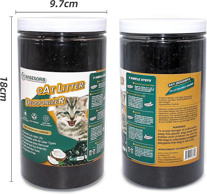 Cat Litter Deodorizer 2.4Lb Activated Carbon Litter Box Odor Eliminator Absorber Unscented Cat Litter Odor Control Room Deodorizer Solution for Homes with Pets