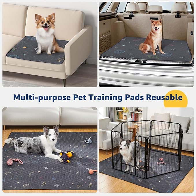 LOOBANI Washable Pee Pads for Dogs: Large Dog Pee Pad Reusable 65" x 48", Absorbent Pet Whelping Pads, Waterproof and Non-Slip Dog Training Mats for Crate, Playpen, Floor, Sofa, Cage, Grey