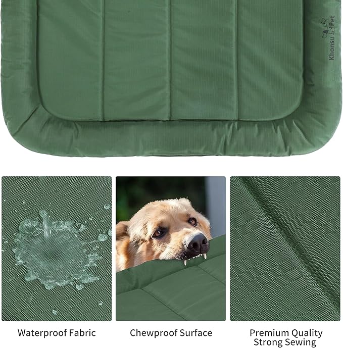 KHONSU PET Durable Dog Bed Tough and Tear Proof Dog Crate Bed, 800lbs Tear Strength PVC-Backed Waterproof Ped Bed Mat Indoor & Outdoor Use for Dogs up to 110 lbs