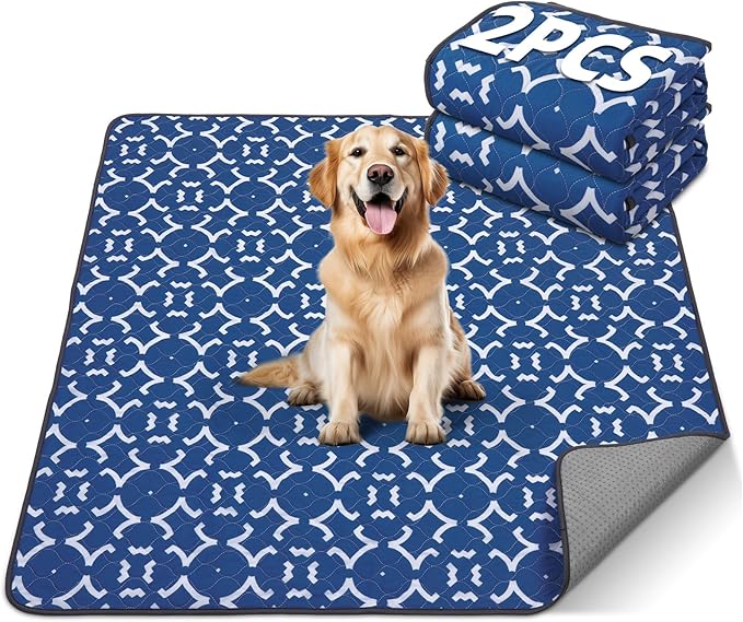 LOOBANI Reusable Pee Pads for Dogs: 2 Pack 36"x 41" Super Absorbent Washable Puppy Pads Non-Slip Whelping Pad Dog Playpen Mat, Waterproof & Leakproof Dog Training Pads for Floor, Crate, Potty
