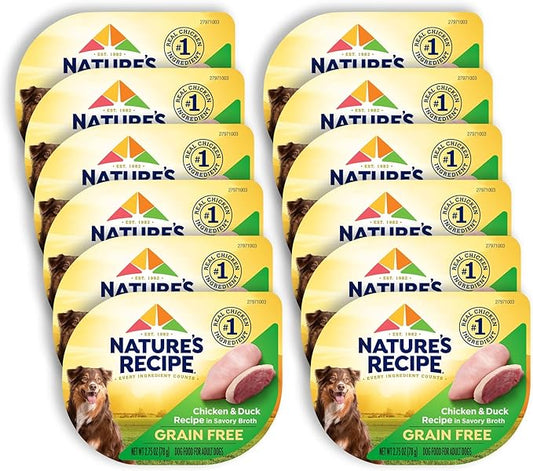 Nature's Recipe Grain Free Wet Dog Food, Chicken & Duck Recipe, 2.75 Ounce Cup (Pack of 12)