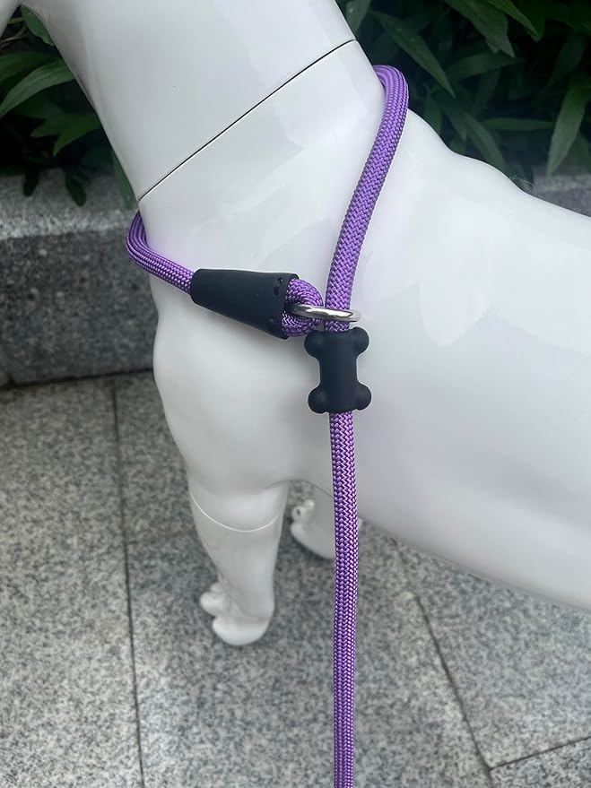 Slip Lead Dog Leash，Strong Nylon Rope Leash and Padded Handle,No Pull Outdoor Walking Training Lead for Small Medium Large Dogs (Purple, 1/2"×6ft)