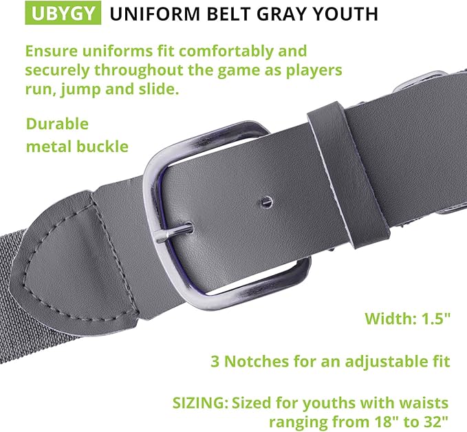 Champion Sports Baseball/Softball Uniform Belt, Comfort Stretch Fit Durable Syntex Tab - Youth & Adult Sizes, Multiple Colors