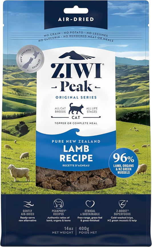 ZIWI Peak Air-Dried Cat Food – Lamb - All Natural, High Protein, Grain Free, Limited Ingredient w/ Superfoods (14oz)
