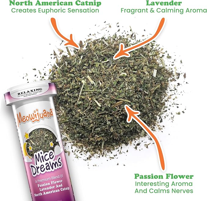 Meowijuana Sleepy Time Bundle | Get Hung Refillable Moon and Stars Toy and Mice Dreams Catnip Blend | Promotes Play and Cat Health | Includes North American Organic Catnip