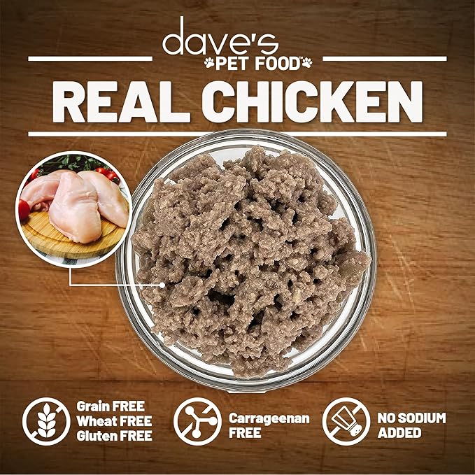 Dave's Pet Food Restricted Sodium Diet for Dogs, Chicken Pate Recipe, 13.2 oz Canned Dog Food, Case of 12
