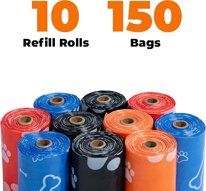 Best Pet Supplies Poop Bags for Dogs, 50% Post-Consumer Recycled Content dog waste bags on rolls, fits all poop bag holders for leashes - 150 Count, Assorted Colors, Scented