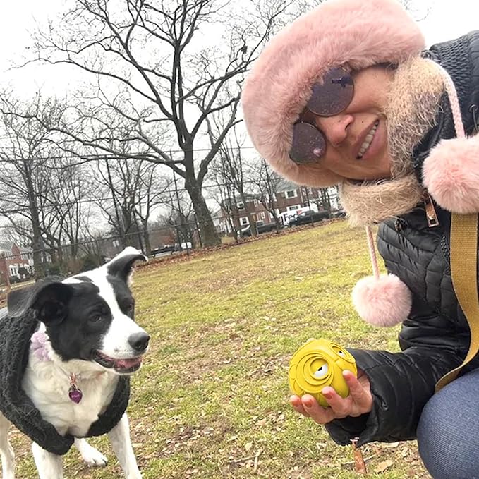 Giggle Ball for Dogs Owl Toys for Puppy Interactive Dog Toy Medium Large Dogs Natural Rubber Cute Hoot Fun Gift for Dog (Yellow Owl)