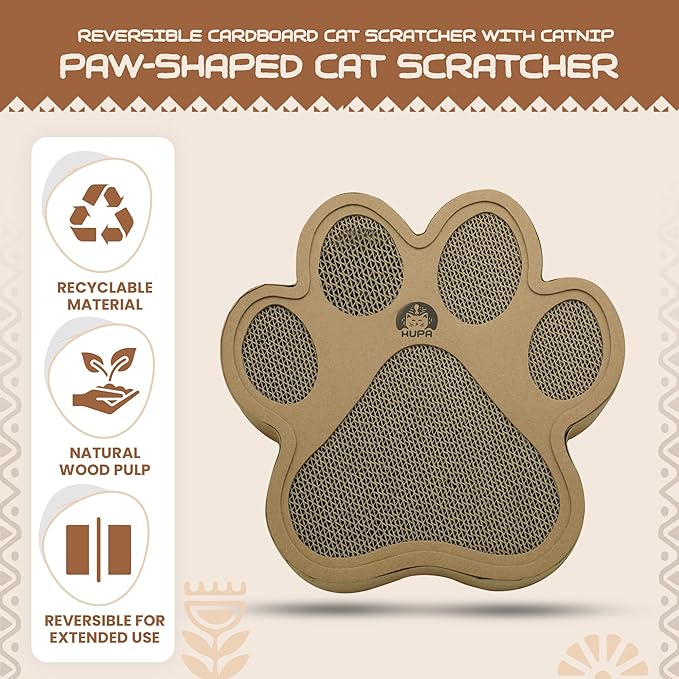 Paw-Shaped Cat Scratcher | Reversible Cardboard Kitty Scratcher | Cat Scratching Board for Indoor Cats | cat Scratcher Cardboard for Small & Medium Cats & Kittens | Cat Toy (Medium)
