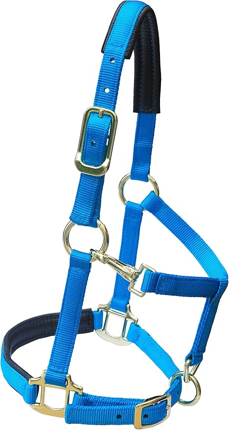 T TEKE Adjustable Horse Halters by Heavy Duty Soft Nylon, Padded with Anti-rubbing Waffle Neoprene on Both Crown & Nose