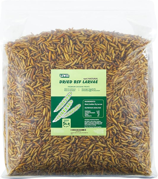 5LB Dried Black Soldier Fly Larvae, 86X Calcium Than Dried Mealworms, High Protein Non-GMO Organic Chicken Feed