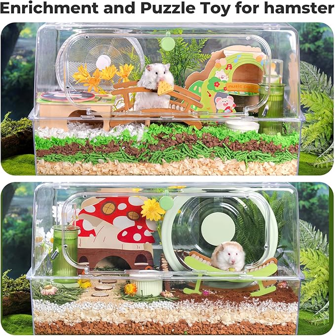 Hamster Climbing Toys - Wooden Ladder for Hmaster Bridge Guinea Pig Enrichment Toy Interactive Hamster Cage Accessories for Chinchilla, Rat, Gerbils, Mice and Small Animals