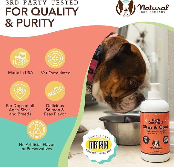 Natural Dog Company Healthy Joints, Skin and Coat Bundle for Dogs, Includes (1) Bottle Natural Dog Company Skin and Coat Oil, (1) Bottle Liquid Glucosamine, Food Topper, Dog's Fish Oil Supplement
