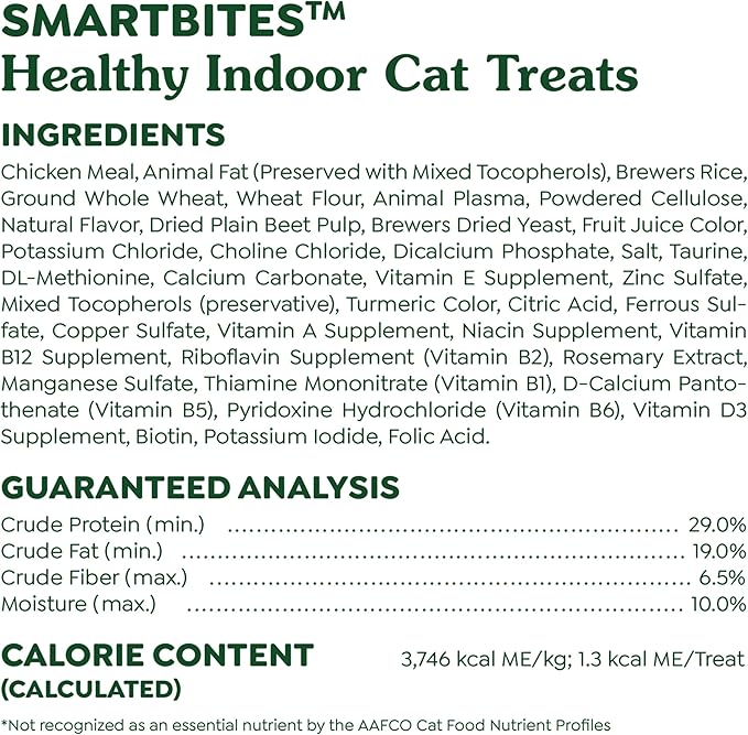 Greenies Feline Smartbites Healthy Indoor Cat Treats, Chicken Flavor, 2.1 oz. Pack