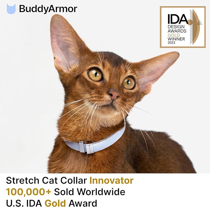 Safety Cat Collar Pro - U.S. IDA Gold Awarding Design, Elastic Quick Release Cat Collar with Buckle Non Breakaway - Lightweight for Kitten All Small Large Cats (Blush Pink, S 5.9-11.8")