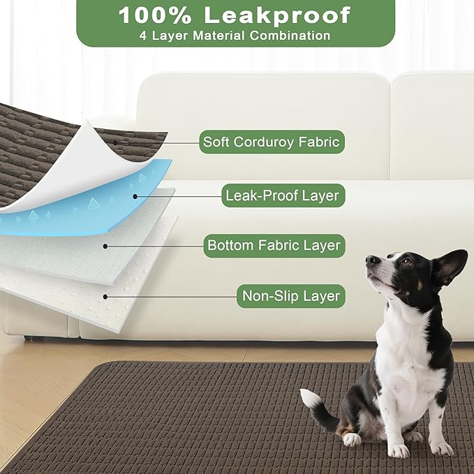 Washable Pee Pads for Dogs, 2 Pack Reusable Puppy Pads Dog Pads, Non-Slip Dog Pee Pads, Leakproof Pet Pee Pads Wee Wee Pads for Dogs. (Coffee, 30"x34"(Pack of 2))