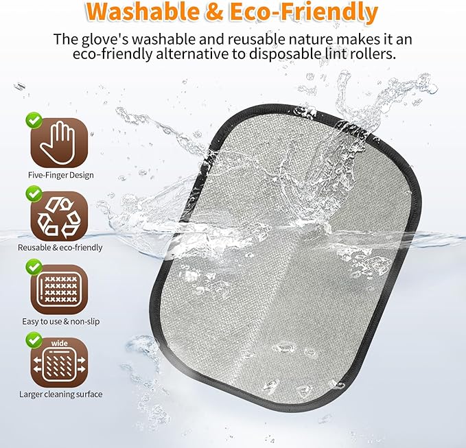 Pet Hair Removal Glove for Cats & Dogs, Upgraded Five-Finger Electrostatic Pet Hair Gloves, Reusable Magic Brush Pet Hair Remover Tool for Laundry, Couch, Carpet, Car Seat