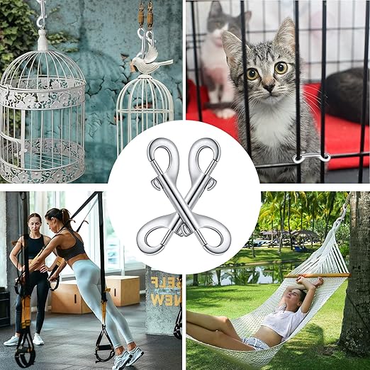 Hotop 80 Pcs 3.5 Inch Double Ended Bolt Snaps Hooks Zinc Alloy Trigger Chain Metal Clips Key Holder for Linking Key Chain Dog Leash Collar Pet Sling Feed Buckets(Silver)