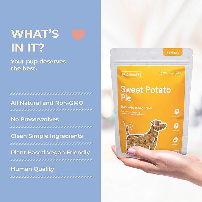 Sweet Potato Dog Treats Organic Ingredients Grain Free Non-GMO Highly Digestible Dog Biscuits Made in USA (8oz)