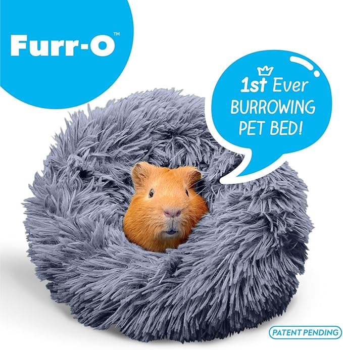 Paw Inspired Furr-O Burrowing Pet Bed with Zip-On Spandex and Fleece Bottoms for Guinea Pigs and Other Small Animals, Cozy Carrier, Hideout Enrichment Toy, Cage Accessories (Dark Gray)