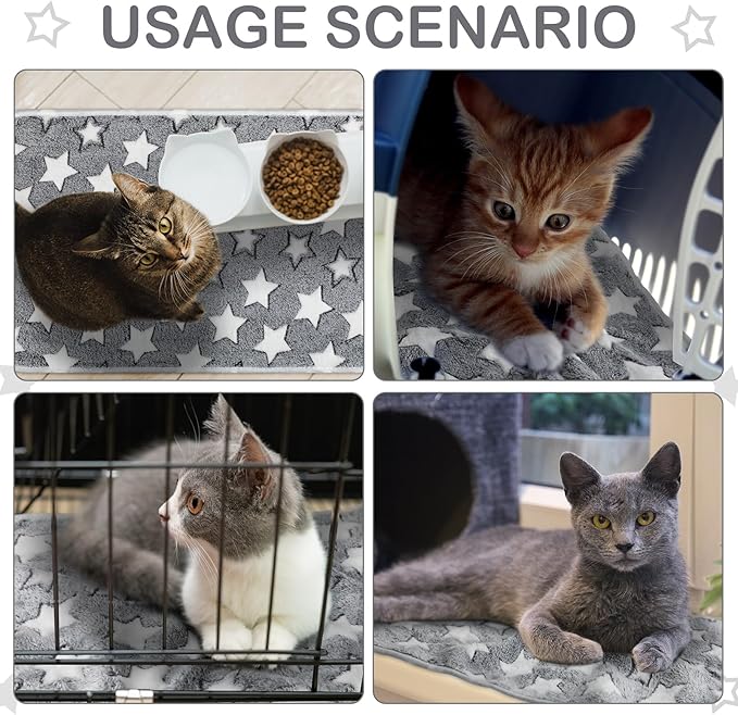 Reginary 4 Pcs Waterproof Guinea Pig Blankets Washable Small Animal Fleece Bedding Absorbent Guinea Pig Cage Liners Reusable Pet Pee Pad Sleep Mat for Hamster Ferret (Gray Star,24 x 16 Inch)