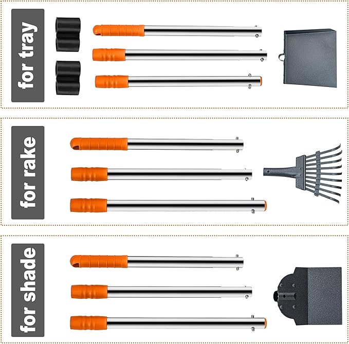 Niubya Pooper Scooper for Dogs, Metal Poop Scooper Tray Spade and Rake Set, Poop Scoop with Adjustable Long Handle, Dog Pooper Scooper for Pet Waste Removal