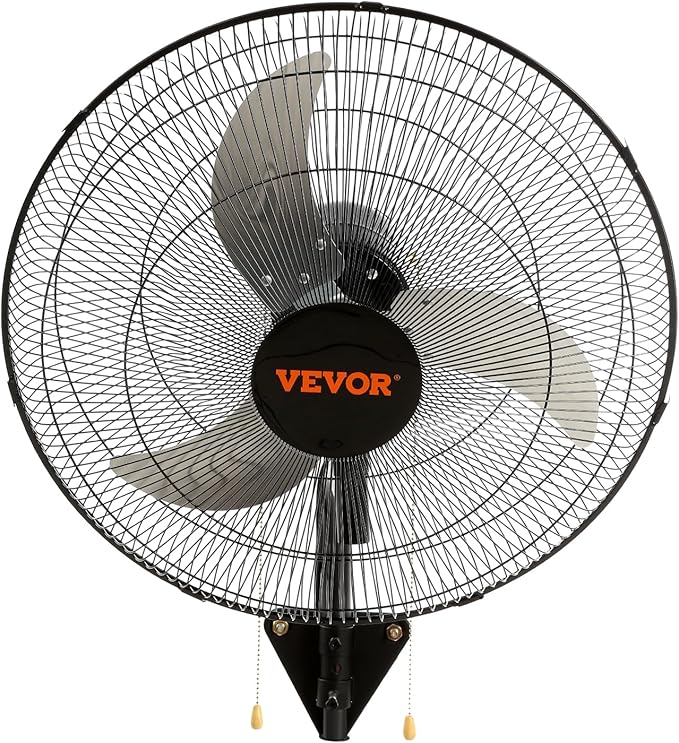 VEVOR Wall Mount Fan, 2 PCS 18 inch Oscillating, 3-speed High Velocity Max. 4000 CFM Industrial Wall Fan for Indoor, Commercial, Residential, Warehouse, Greenhouse, Workshop, Basement, Garage,Black