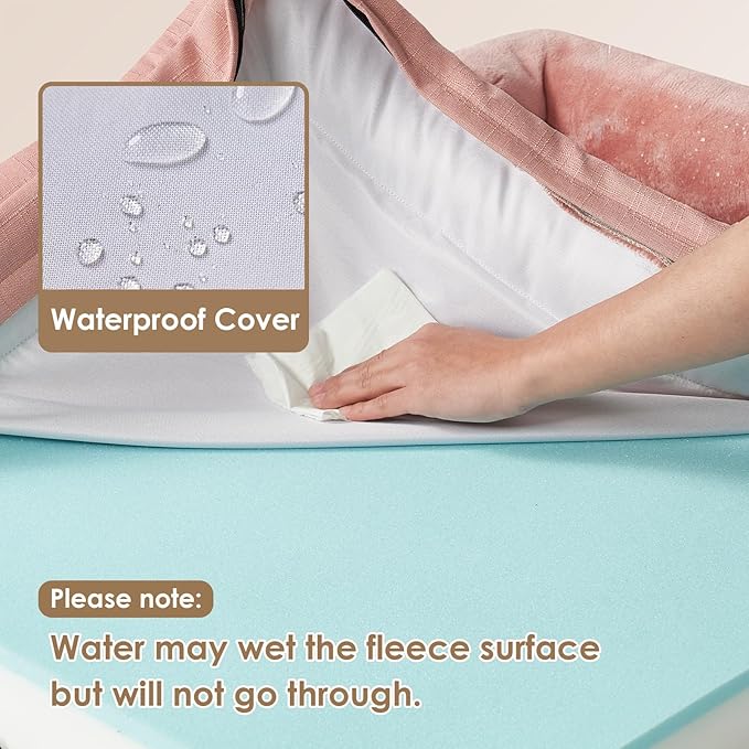 EHEYCIGA Orthopedic Dog Beds for Large Dogs, Waterproof Memory Foam Large Dog Bed with Sides, Non-Slip Bottom and Egg-Crate Foam Pet Couch Bed with Washable Removable Cover, Dusty Pink