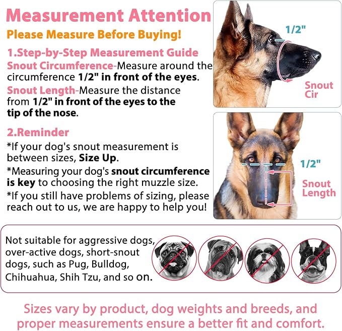 LUCKYPAW Dog Muzzle, Mesh Muzzle for Large Medium Small Dogs, Soft Mouth Guard for Biting Chewing, Breathable Mouth Guard with Adjustable Strap for Training(Hot Pink, S(Snout:7.75"-8.75"))