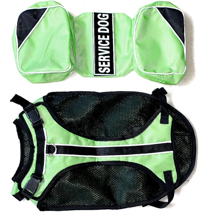 Serijoars Dog Vest Harnesses with Saddlebag Backpack for Camping & Travel - Reflective Hound Hiking Backpack Saddle Bag - Lightweight Vest Harness for Medium & Large Dogs (Green, S)
