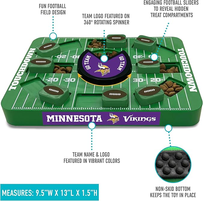 Pets First NFL Minnesota Vikings Large Puzzle Toy - New Size, Interactive Dog Treat & Slow Feeding Puzzle