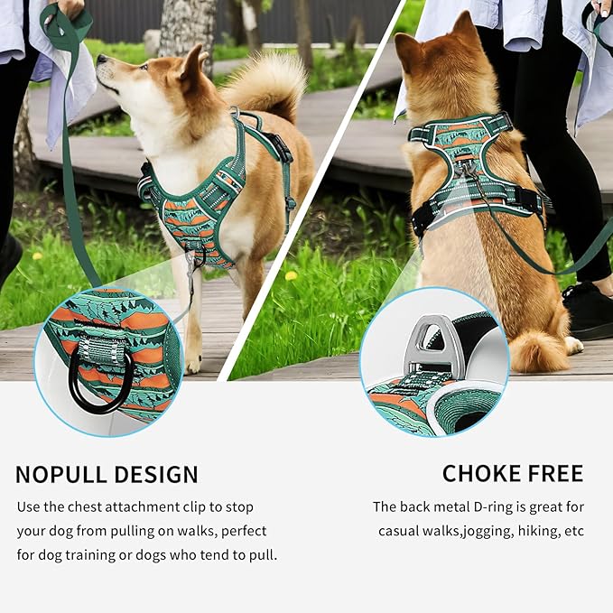 Timos No Pull Dog Harness,No Choke Front Clip Dog Reflective Harness,Adjustable Soft Padded Pet Vest with Easy Control Handle for X-Large Dogs,Wilderness,XL