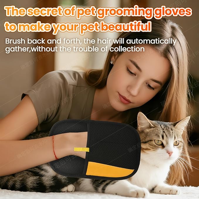 Pet Hair Remover Glove Reusable Electrostatic Cat Dog Hair Removal Grooming Brush Cat Grooming Gloves for Couch, Furniture, Carpet, Curtain
