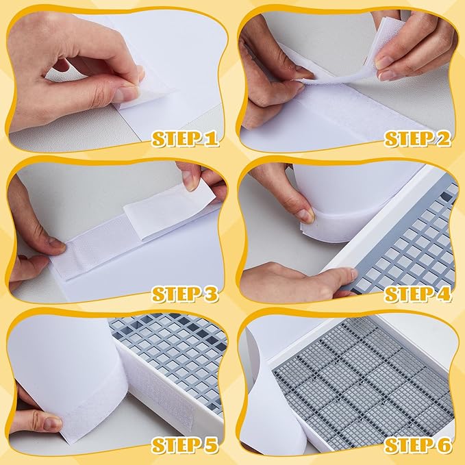 Uiifan Large Rabbit Bunny Litter Box Guinea Pig Litter Tray 22.5 x 17.9 x 3.07 Inch Small Animal Pet Toilet Potty Pan Rectangular Rabbit Bedding Tray Ferrets Cage (White and Blue)