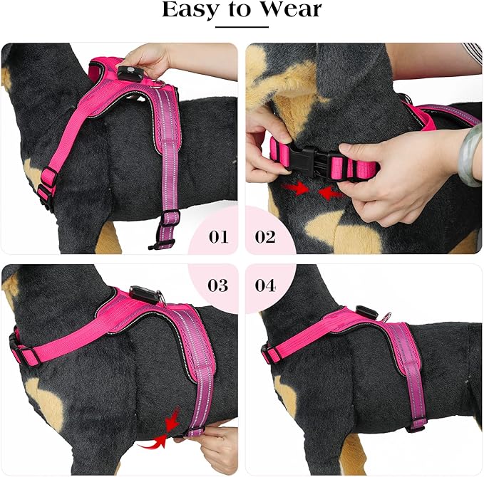 Light Up Dog Harness, Rechargeable Led Dog Harness with Battery Level Indicator, Adjustable Reflective Safety Vest for Night Walking, Soft Mesh Lighted Harness for Medium Large Dogs(5-90lbs)