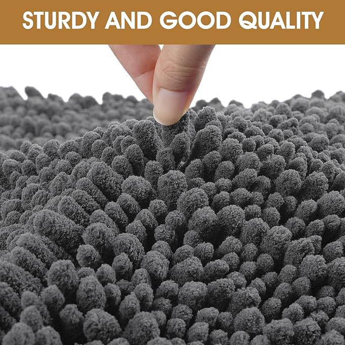 IM HOME Extra Large 71" x 25" Grey Dog Door Mats for Muddy Paws, Chenille Absorbent Dog Mat, Non Slip Heavy Mud Mat for Dogs, Soft Pet Bed Mat for Entryway, Mud Paws, Inside Floor